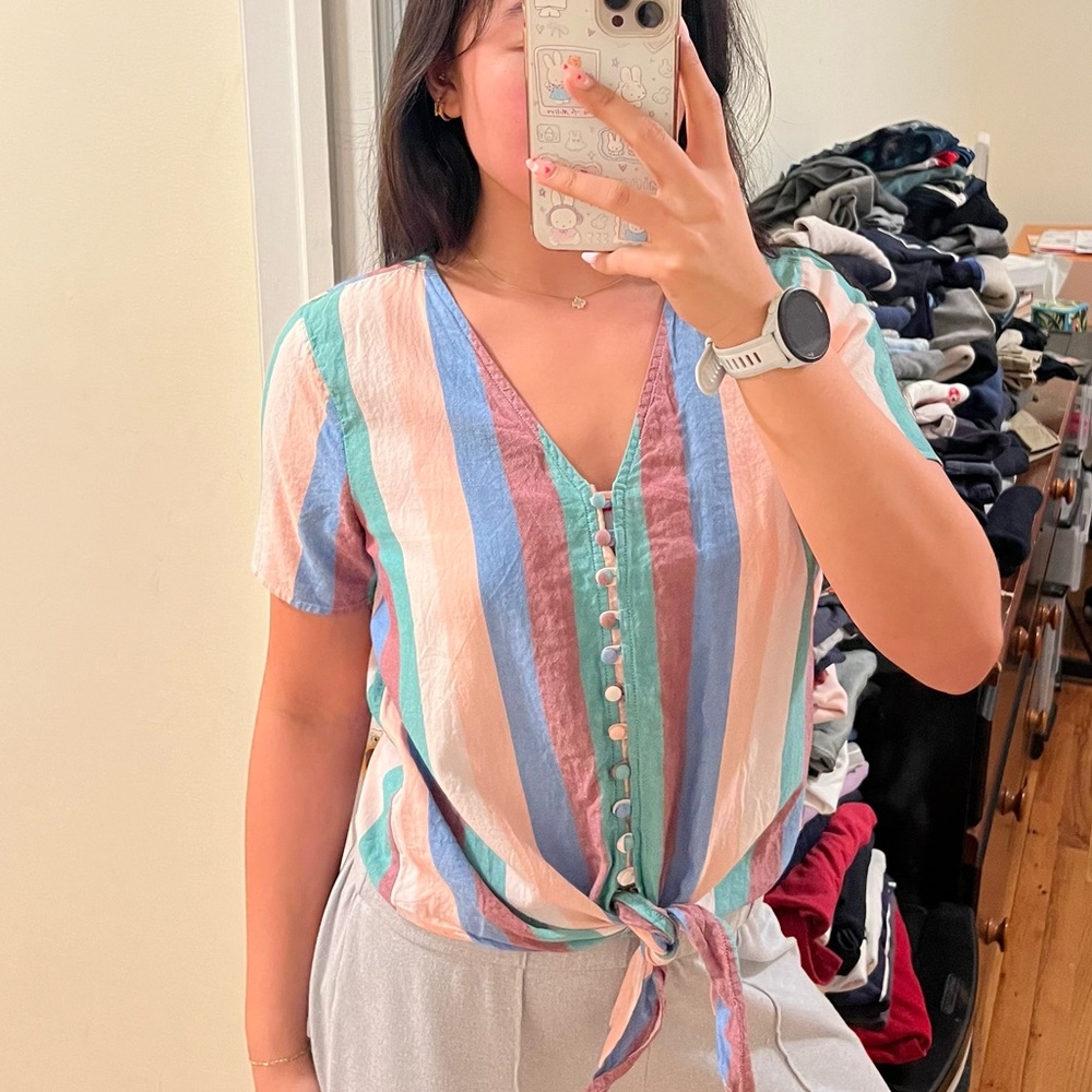 MADEWELL Striped Multicolor Button-Down Women Top